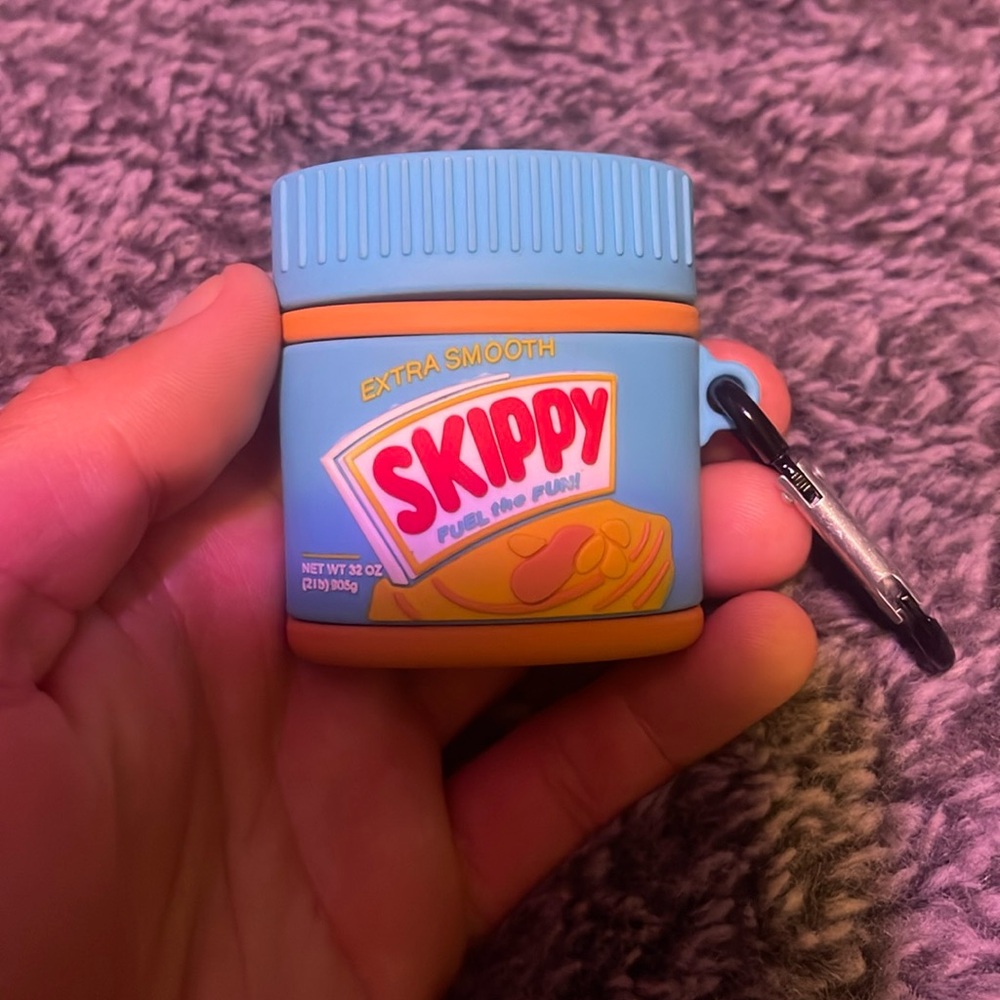 Practically new first generation AirPods with skippy peanut butter case